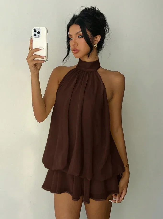 Halter Mini Dress with Open Back
