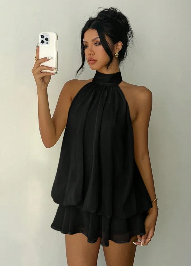 Halter Mini Dress with Open Back