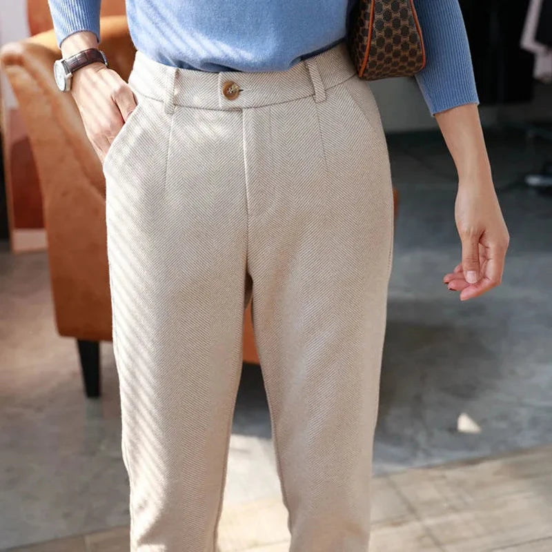 High-Waisted Wool-Blend Harem Trousers