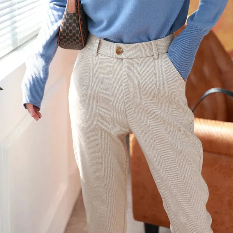 High-Waisted Wool-Blend Harem Trousers