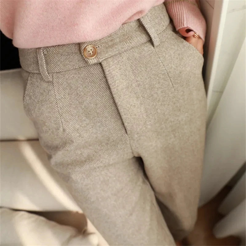 High-Waisted Wool-Blend Harem Trousers