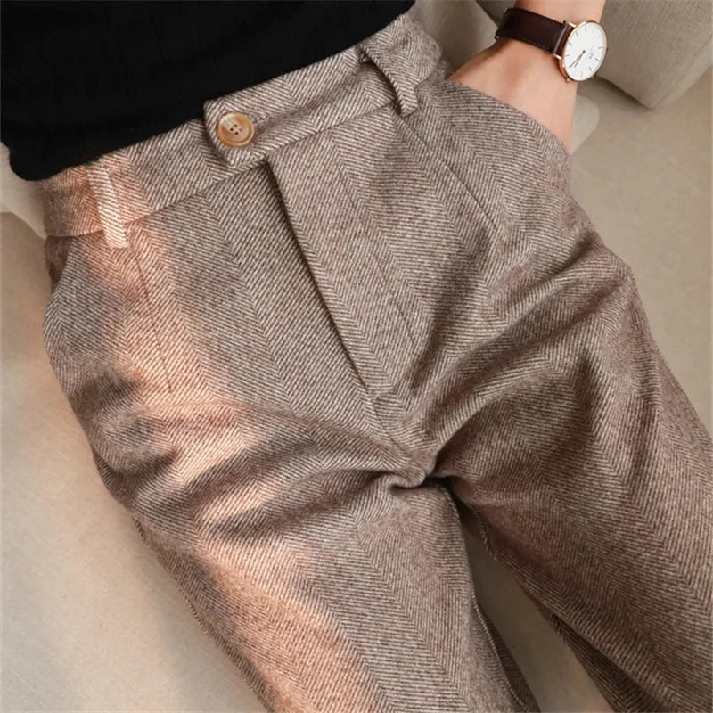 High-Waisted Wool-Blend Harem Trousers