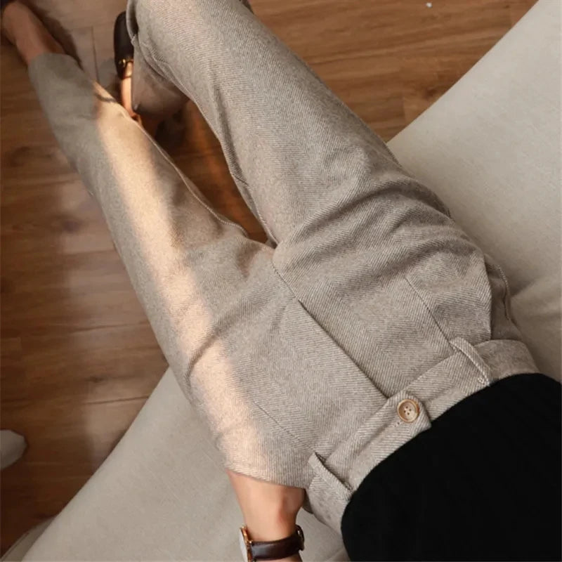 High-Waisted Wool-Blend Harem Trousers