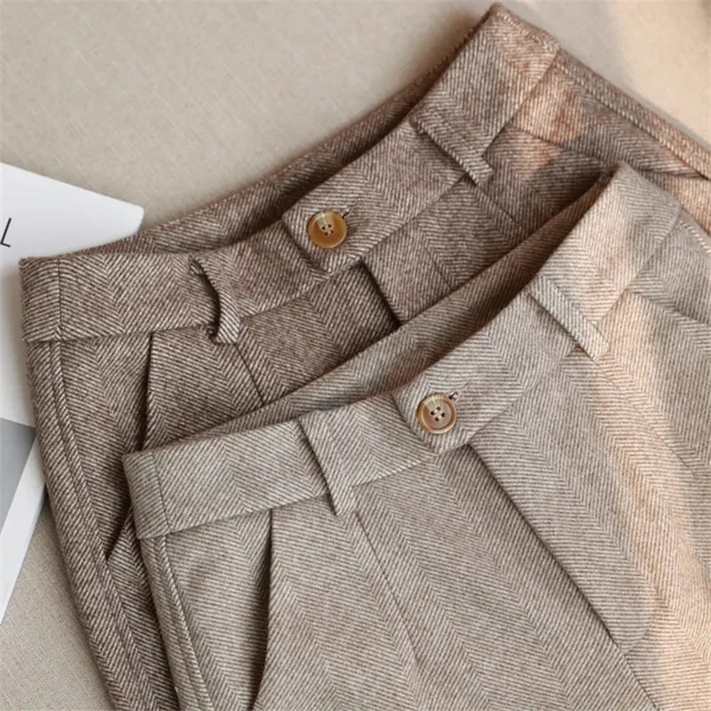 High-Waisted Wool-Blend Harem Trousers