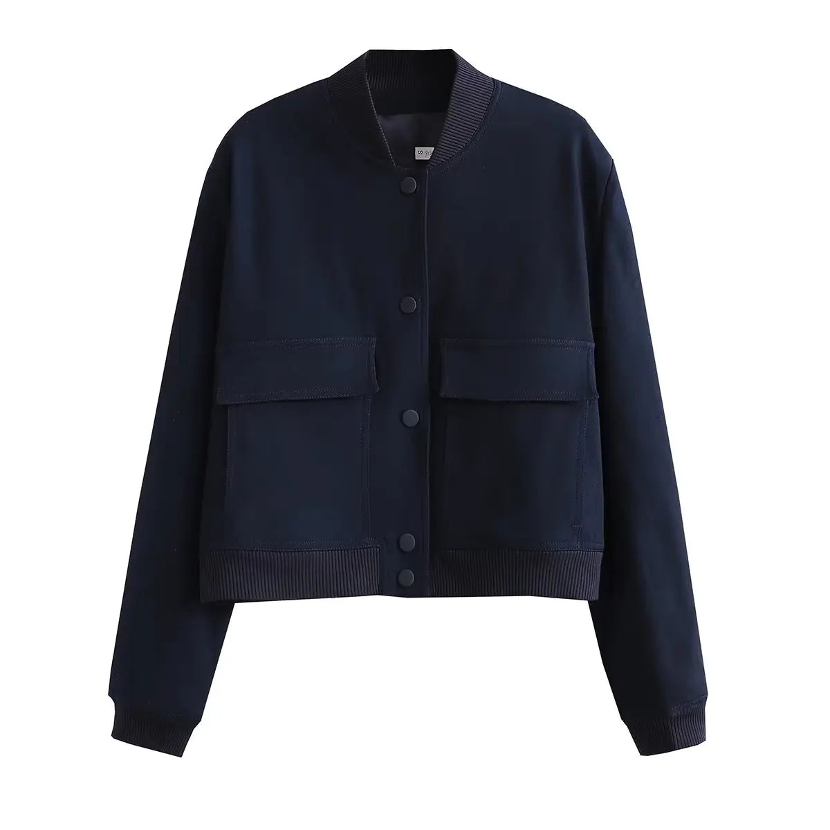 V-Neck Single-Breasted Bomber Jacket