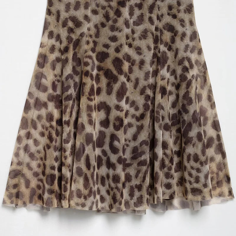 Leopard Print Draped Slip Dress
