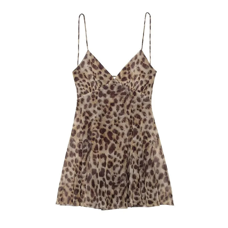 Leopard Print Draped Slip Dress