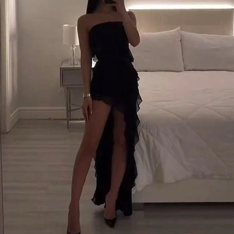 Floral High-Slit Backless Mini Dress