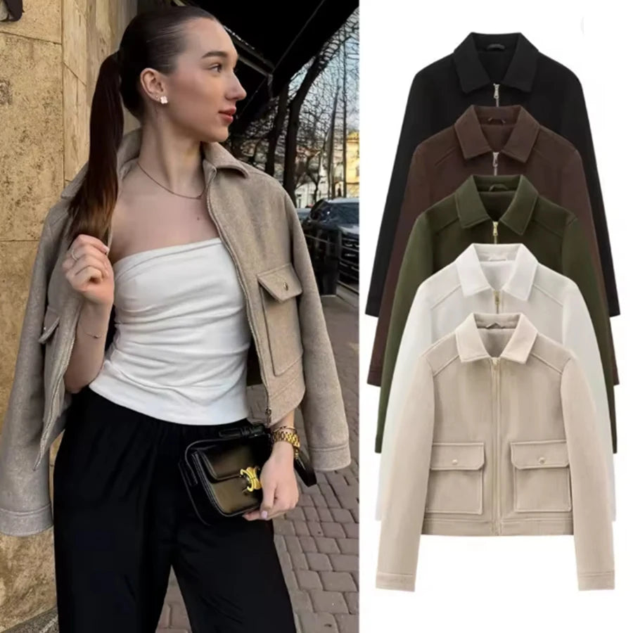 Zip-Up Long Sleeve Utility Jacket