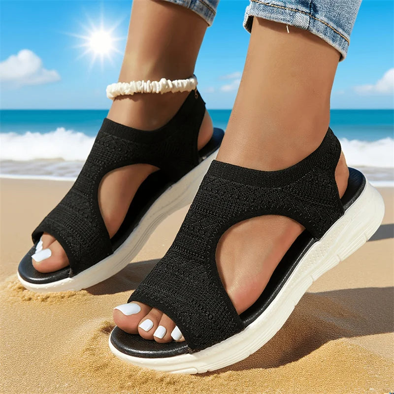 Mesh Knit Wedge Beach Sandals