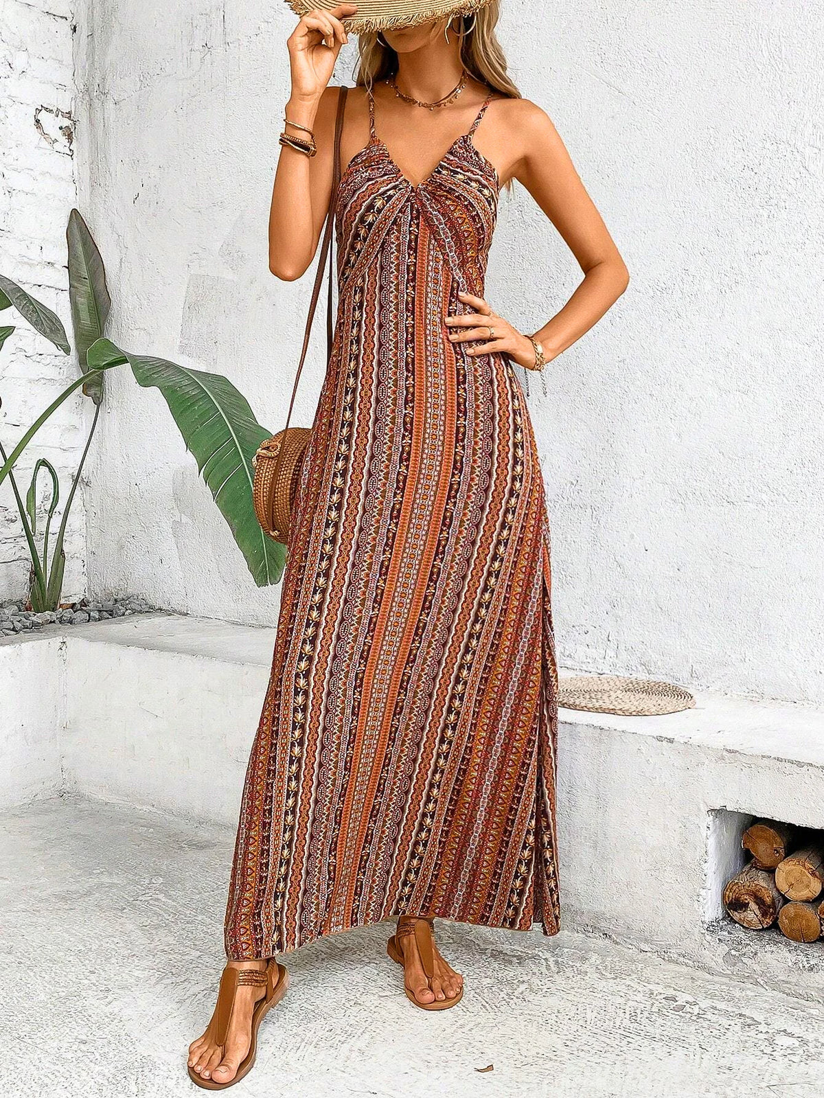 Boho Backless Split Maxi Dress