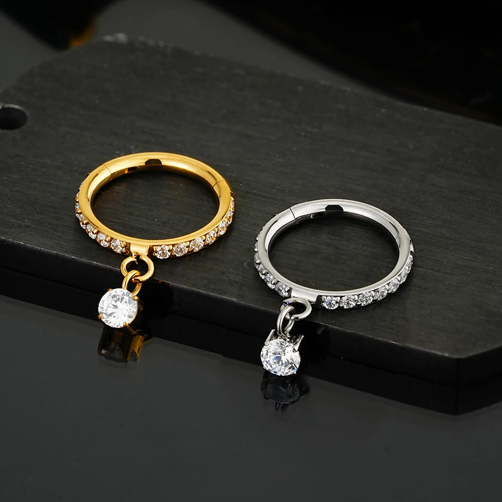 Titanium CZ Hoop Piercing Ring