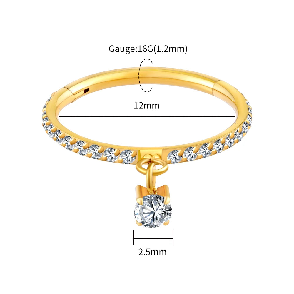 Titanium CZ Hoop Piercing Ring
