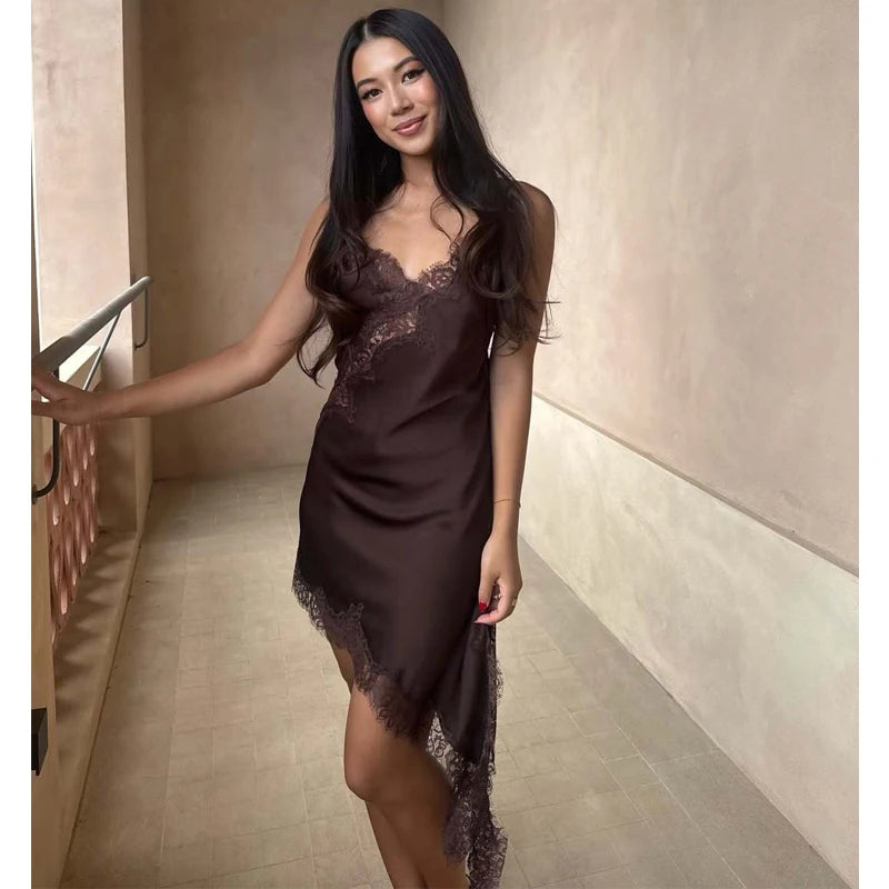 Satin Lace Slip Mini Dress
