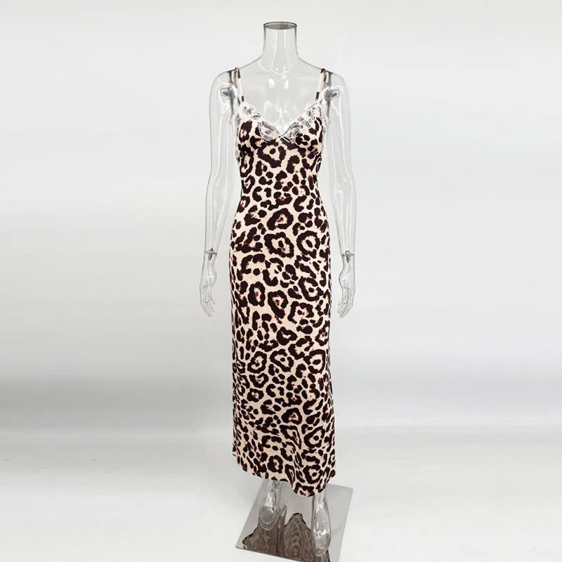 Lace V-Neck Patchwork Maxi Dress