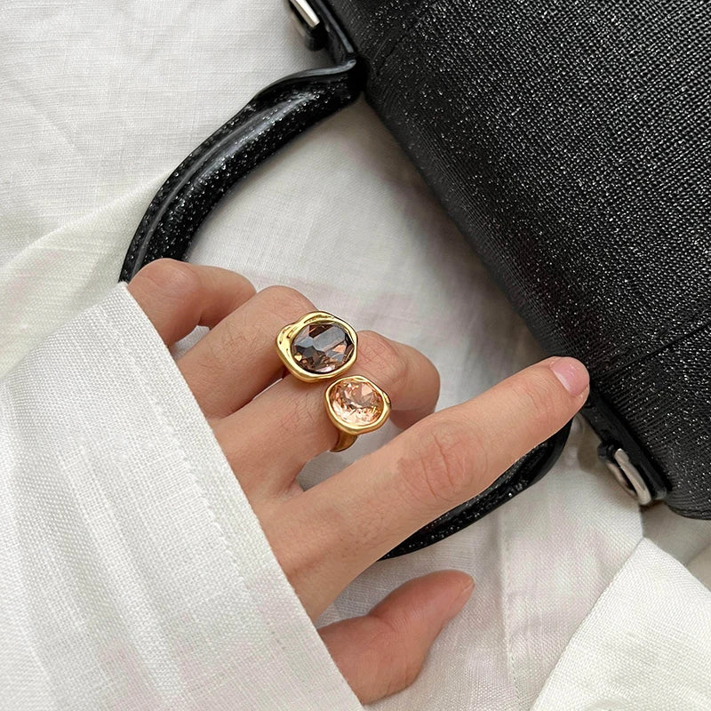 Geometric Rhinestone Open Ring