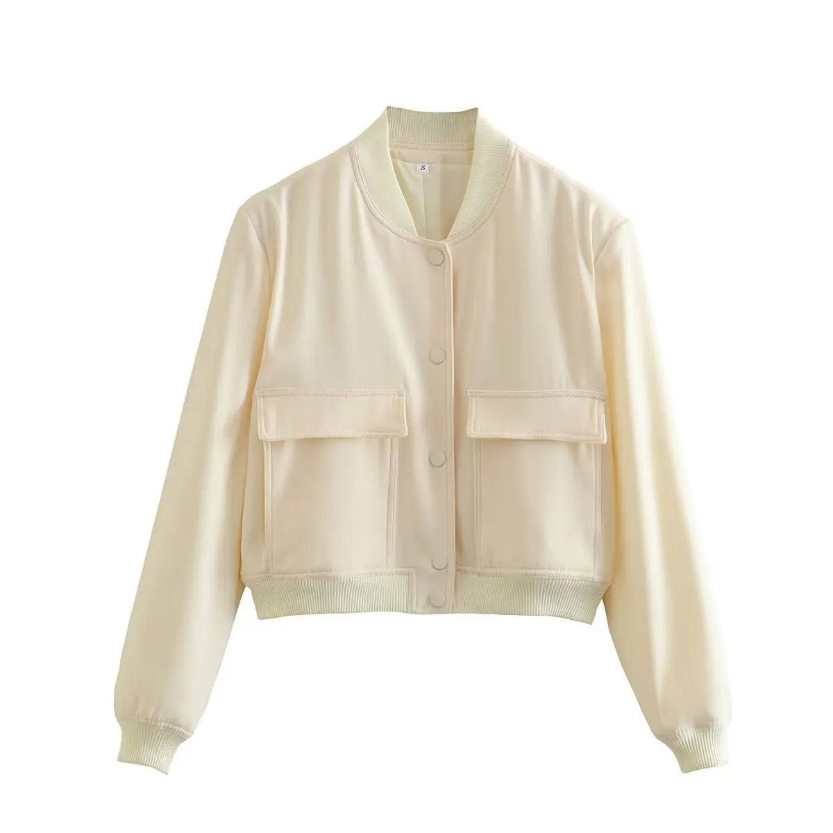 V-Neck Single-Breasted Bomber Jacket