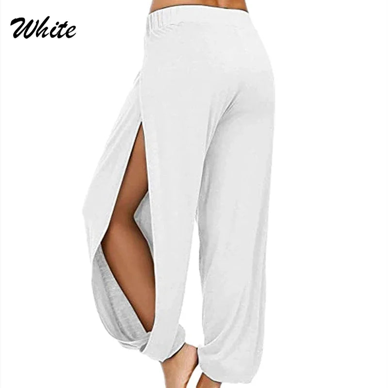 High-Slit Wide-Leg Harem Trousers