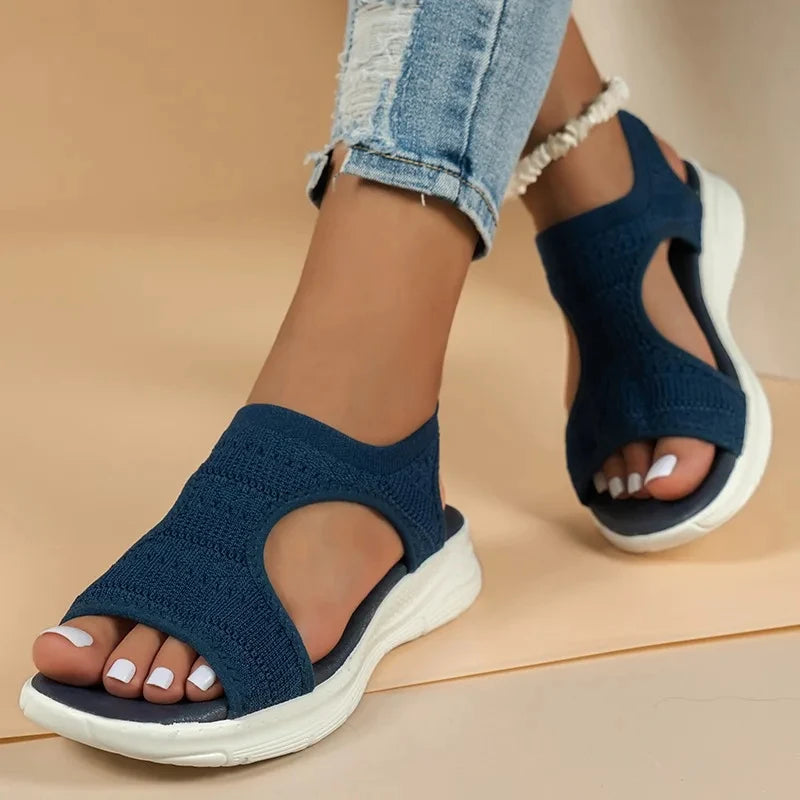 Mesh Knit Wedge Beach Sandals