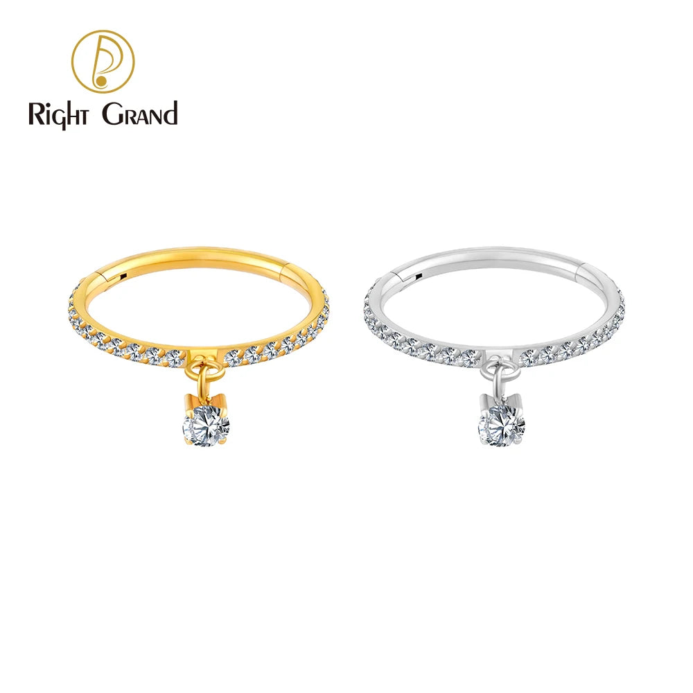 Titanium CZ Hoop Piercing Ring