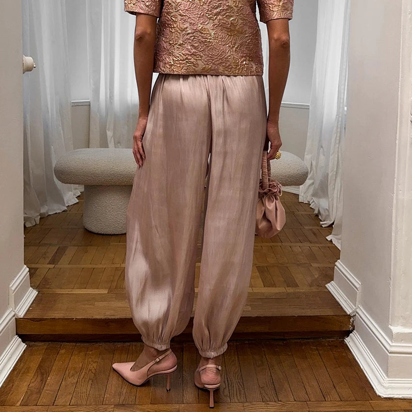 Silk Crepe High-Waist Trousers