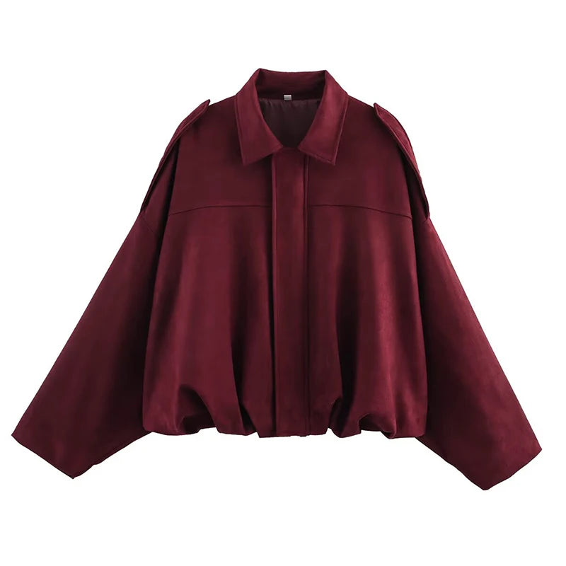 Vintage Turn-Down Collar Bomber Jacket