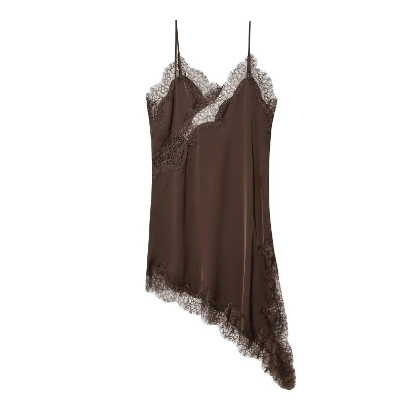 Satin Lace Slip Mini Dress