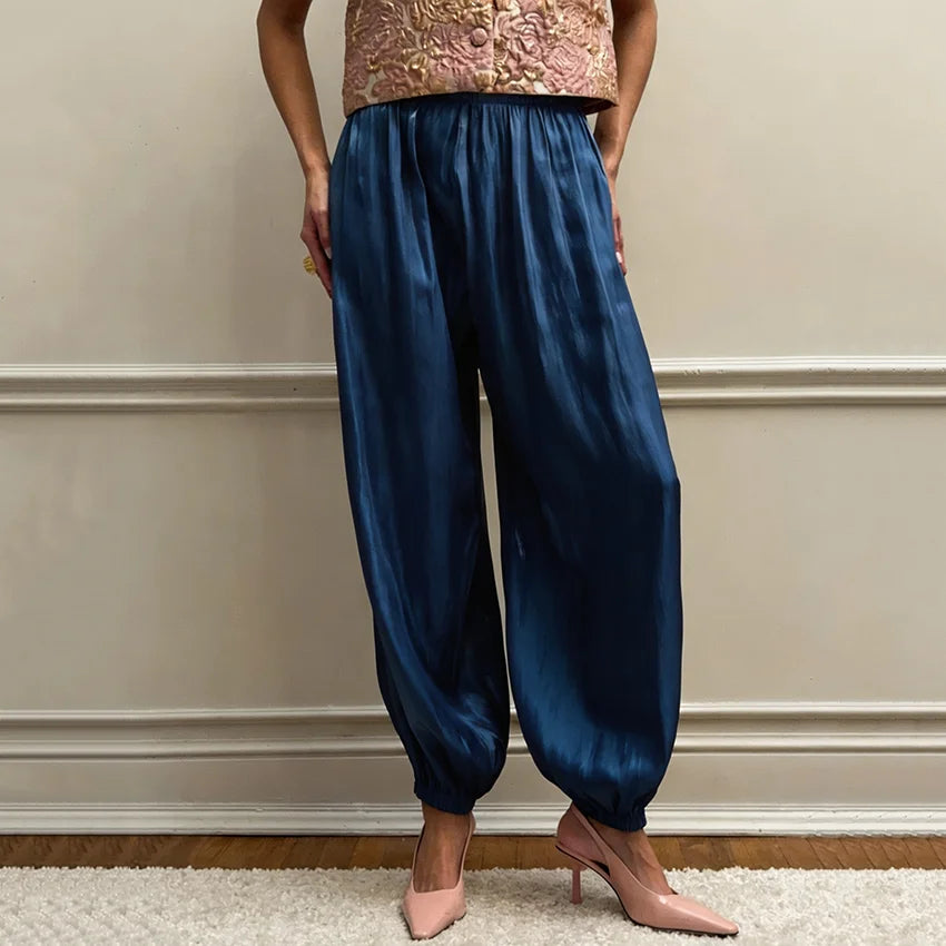 Silk Crepe High-Waist Trousers