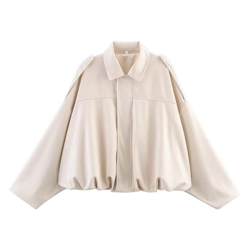 Vintage Turn-Down Collar Bomber Jacket