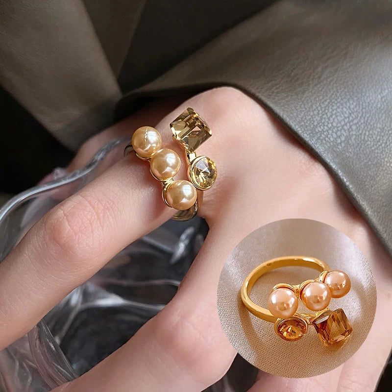 Geometric Rhinestone Open Ring