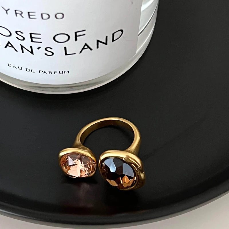 Geometric Rhinestone Open Ring