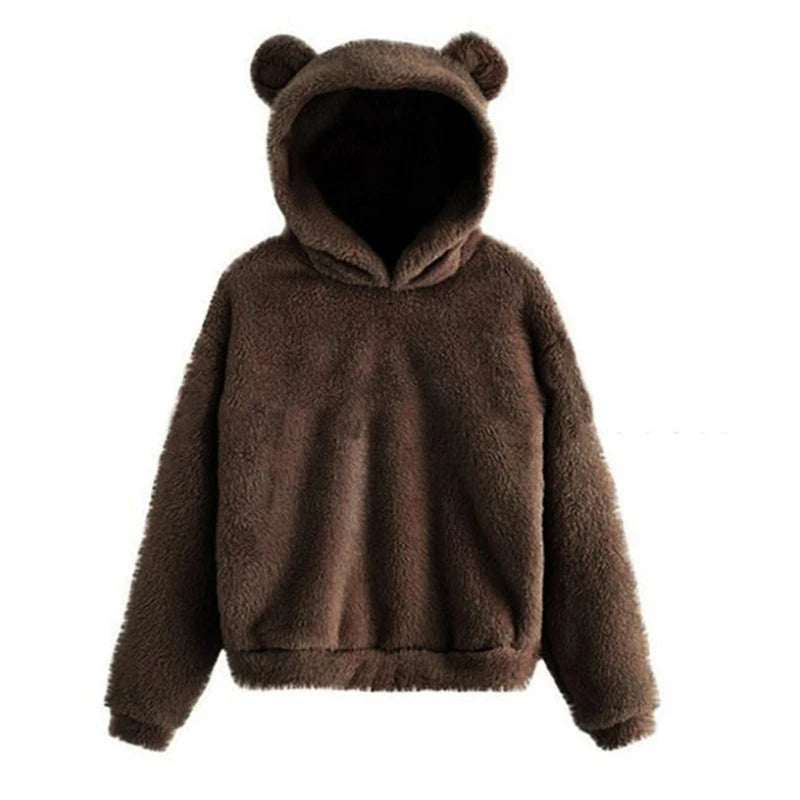 Fluffy Bear Ear Hooded Sweatshirt