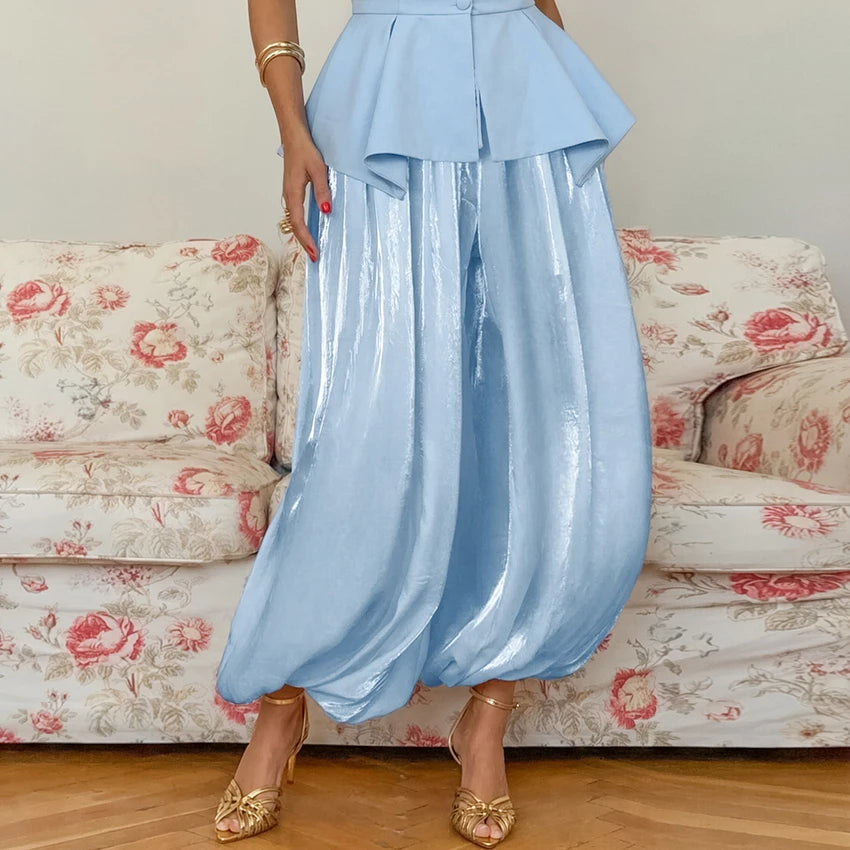 Silk Crepe High-Waist Trousers