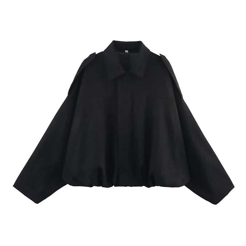 Vintage Turn-Down Collar Bomber Jacket