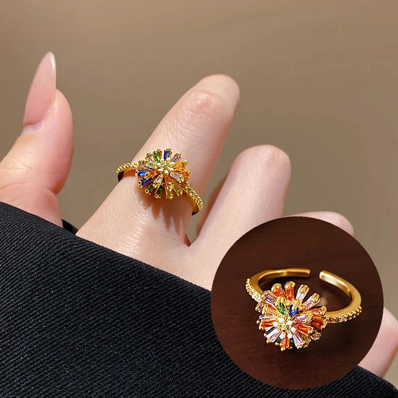 Geometric Rhinestone Open Ring