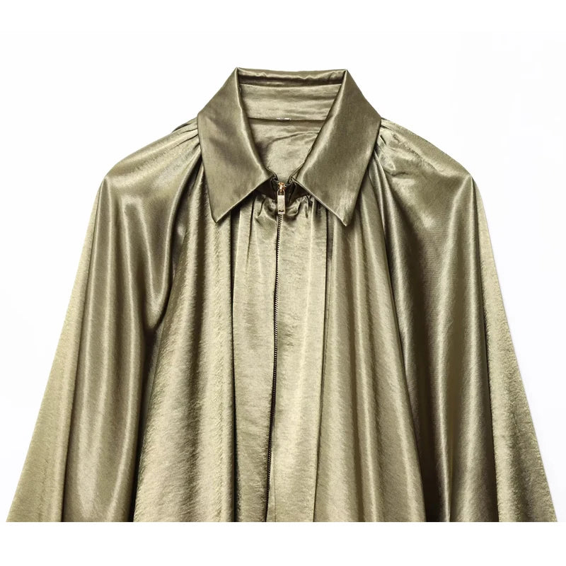 Ruched Puffer Bomber Jacket