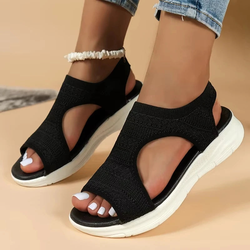 Mesh Knit Wedge Beach Sandals