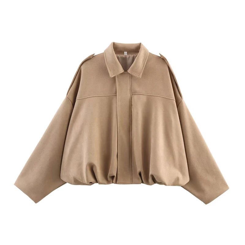 Vintage Turn-Down Collar Bomber Jacket