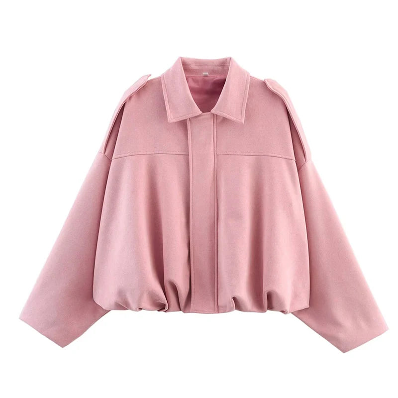 Vintage Turn-Down Collar Bomber Jacket