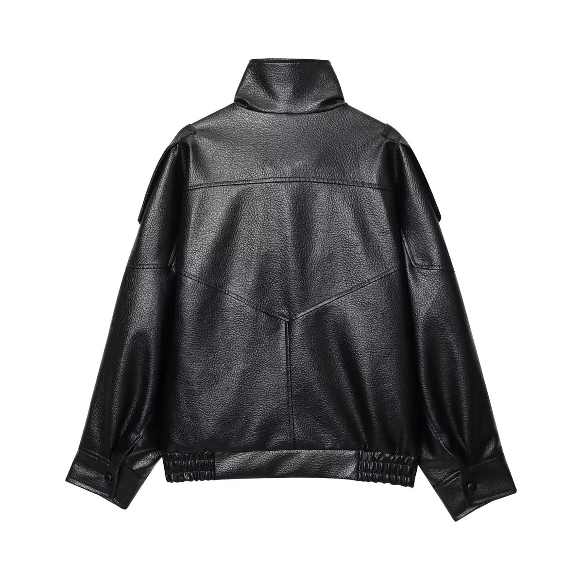 Oversized Faux Leather Button-Front Jacket