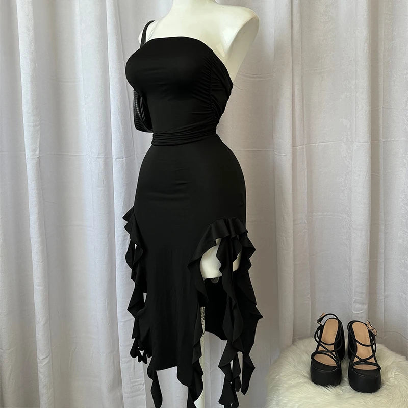 Floral High-Slit Backless Mini Dress