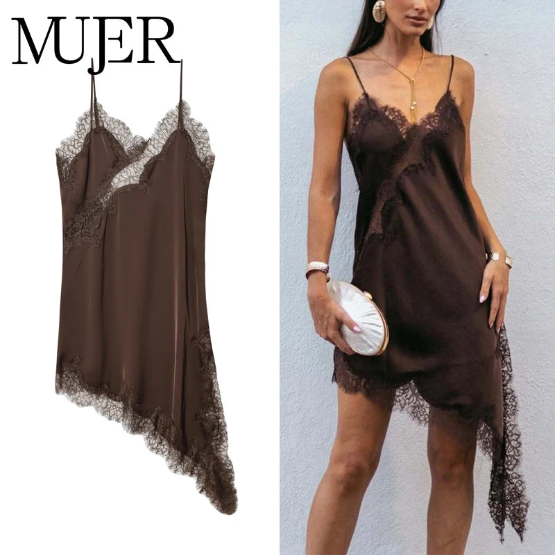 Satin Lace Slip Mini Dress