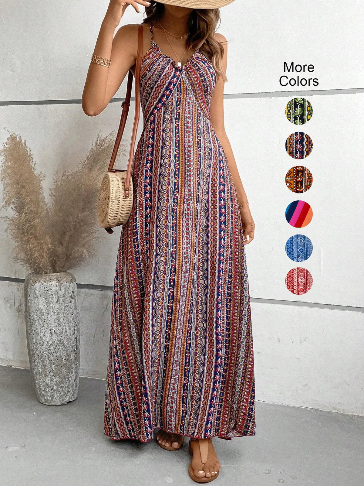 Boho Backless Split Maxi Dress