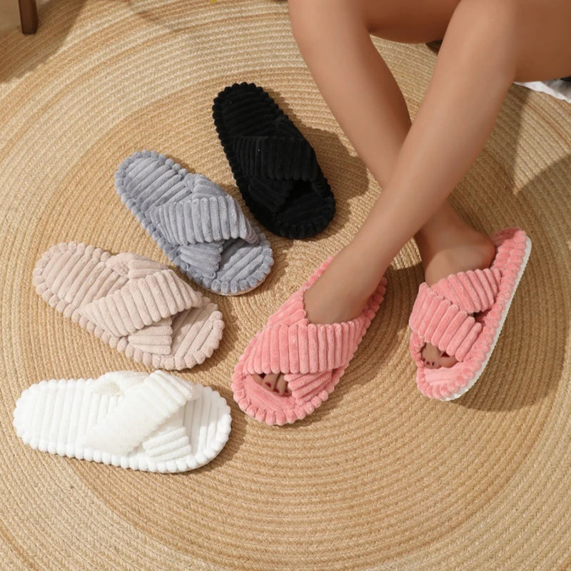 Corduroy Cross-Band Home Slippers