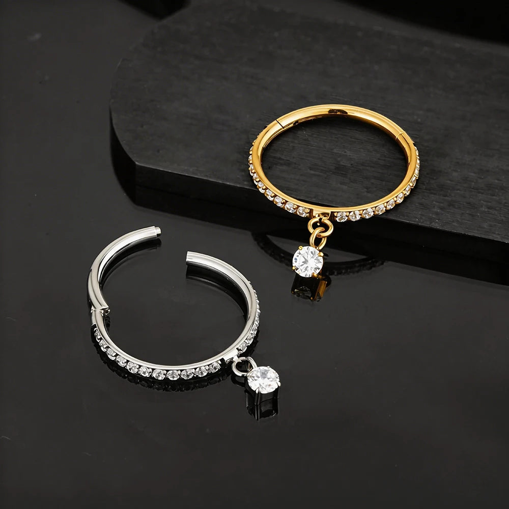 Titanium CZ Hoop Piercing Ring