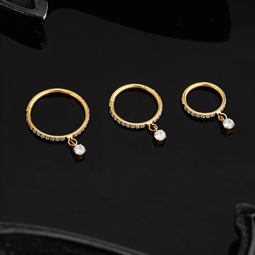 Titanium CZ Hoop Piercing Ring
