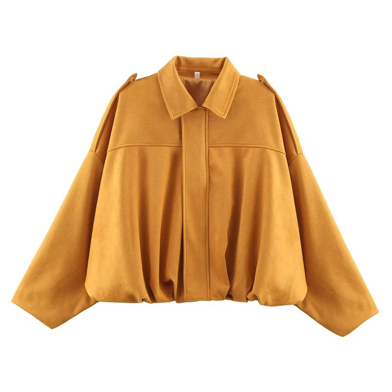 Vintage Turn-Down Collar Bomber Jacket