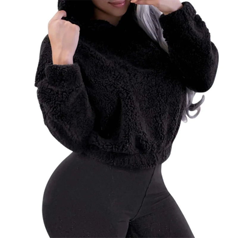 Fluffy Bear Ear Hooded Sweatshirt