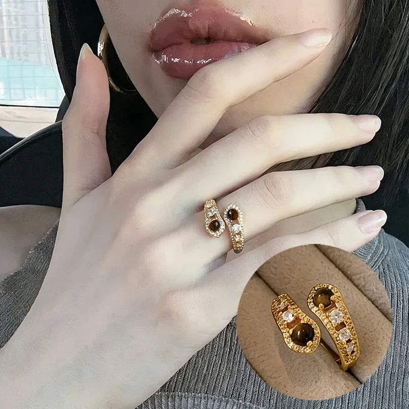 Geometric Rhinestone Open Ring