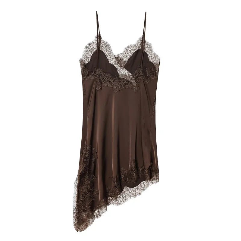 Satin Lace Slip Mini Dress